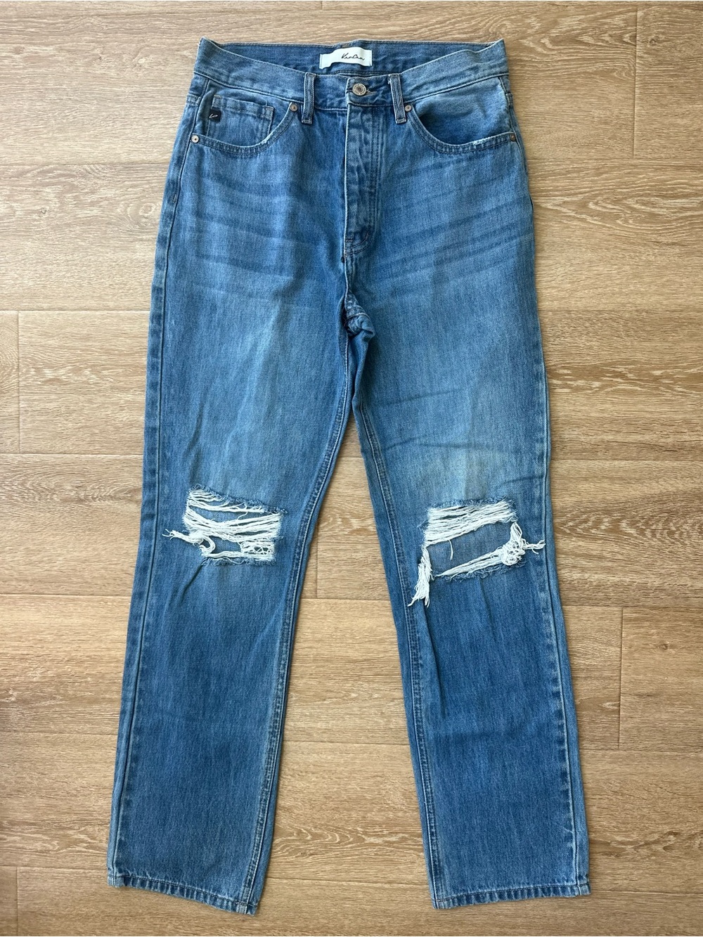 KanCan Men's Straight Ripped Denim Jeans - Blue